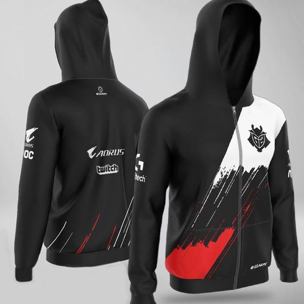 

men's hoodies & sweatshirts zipper hoodie for men and women, custom outerwear, jacket, g2 esports, Black