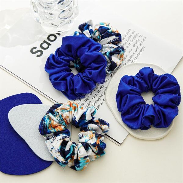 Anello per capelli in tessuto di cotone blu tie-dye Fasce elastiche per capelli da donna Elastico per capelli Scrunchies alla moda Porta coda di cavallo Accessori per capelli