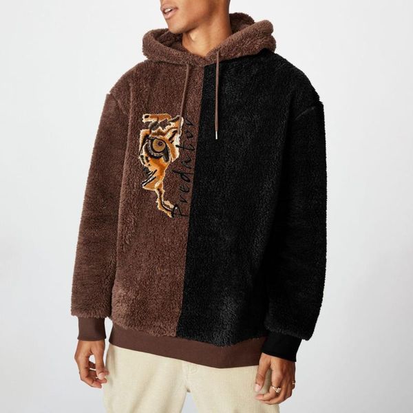 

men's hoodies & sweatshirts fashion patchwork mens autumn loose long sleeve hooded coat for men, Black