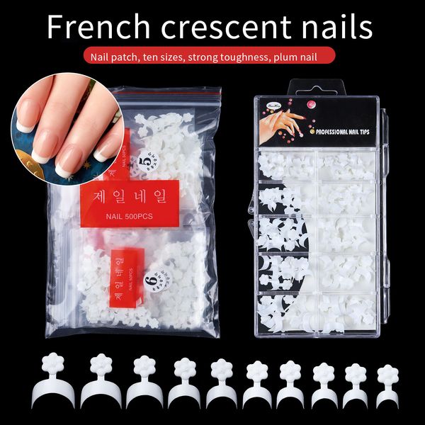 

100/500 pcs crescent moon fake nails for art decoration fashion french nail accessories for manicure design, Red;gold