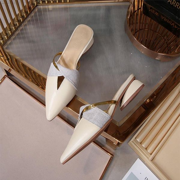 

summer flats lady sandals slippers soild color slip on pointed toe women mules outdoor shoes slipper woman slides, Black