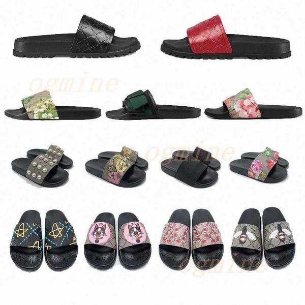 

#2021# ace slide sandals man woman slippers flat bottoms flip flops black white red green casual shoes heel bee flower letter pattern