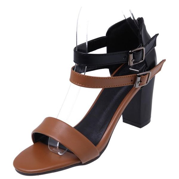 

big size simple high heeled sandals heels women shoes woman summer ladies, Black