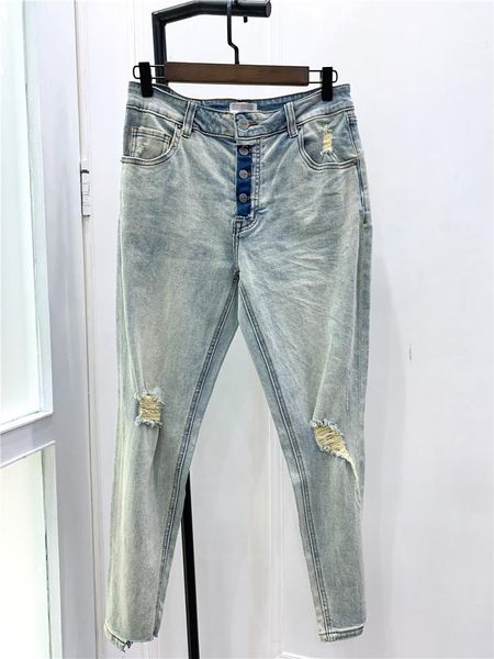 

women's jeans women pants light vintage irregular trousers, Blue