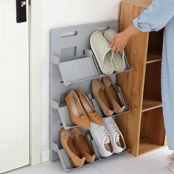 

clothing & wardrobe storage 1/2/4pcs vertical stackable shoes rack foldable space-saving shoe stand shelf organizer high heel home accessori