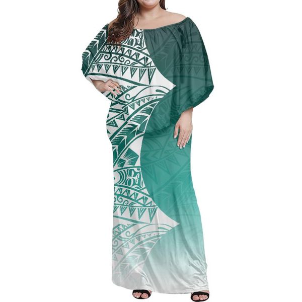 

casual dresses female tight dress polynesian tribal retro style print women frill off shoulder anti-wrinkle customizable patterns, Black;gray