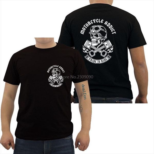 

fashion short sleeve cotton motorcycle men t shirt addict piston skull mens hip hop cool tees harajuku streetwear, White;black