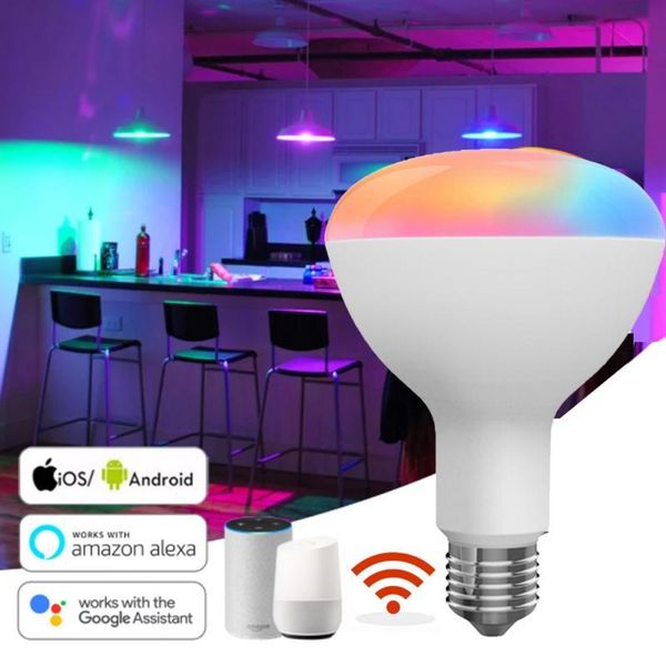 

smart home control wifi tuya light bulb e27 led rgb lamp work with alexa/google w c dimmable 10w 220v decor