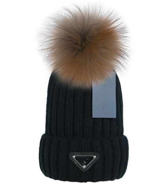 

fashion trend winter p real hair ball beanies warm women large size hat for men wool hedging cap casual hat 580162, Blue;gray