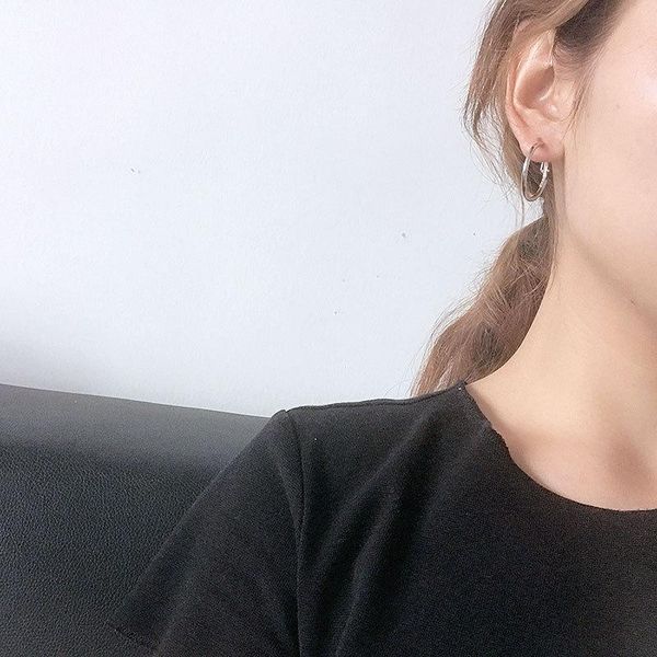 

hoop & huggie 2 pairs/pack trendy punk hip hop earrings smooth large circle for women statement jewelry boucles d'oreilles, Golden;silver