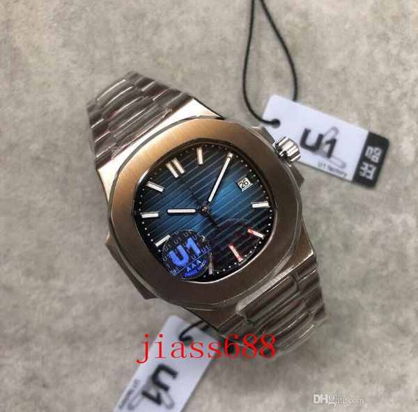 

u1 factory mens watch movement engraved blue dial automatic mechanical stainless steel transparent back men watches wristwatches, Slivery;brown