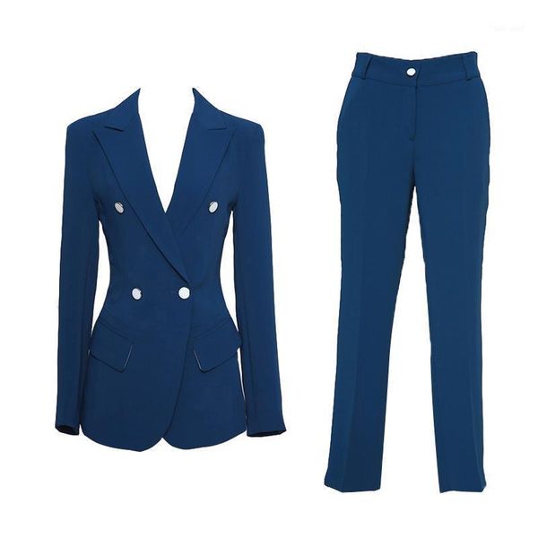 

women's two piece pants arrival work style solid pant suits double breasted slim suit and long s elegant vintage suits1 pqij, White