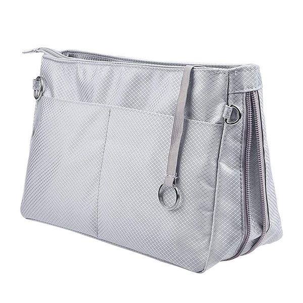 

storage bags gray women cosmetic handbag pouch insert organiser large purse tote medium waterproof nylon bag with zipper closure