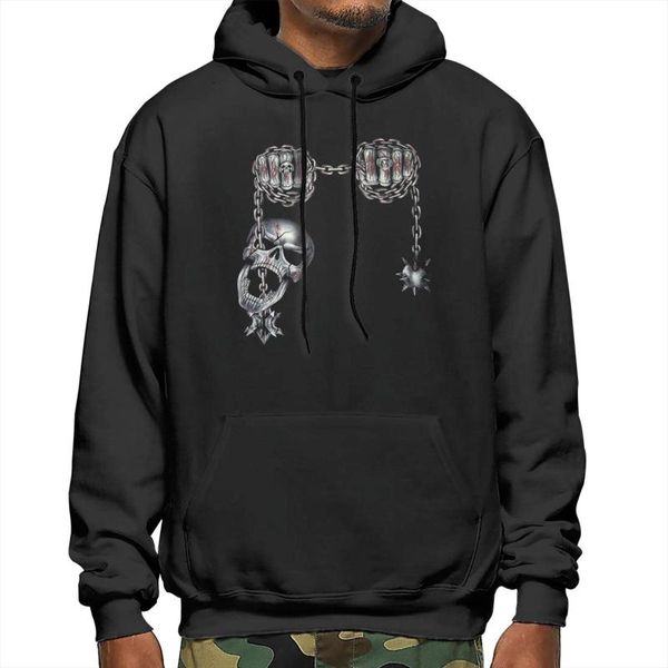 

hands locking skull men's hoodie trend hoodies & sweatshirts, Black