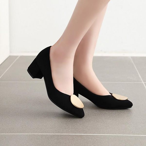 

dress shoes 2021 spring light mouth fairy gentle single and autumn square head middle heel soft leather thick wo, Black