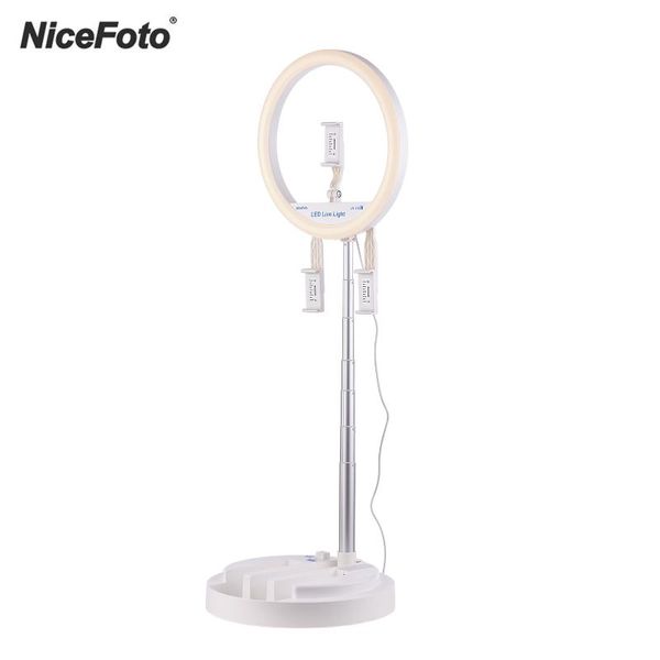

nicefoto lr-318c 12 inch foldable ring light led video usb powered with phone holder for smarphone live flash heads