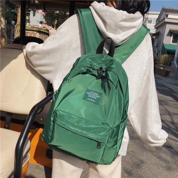 

backpack nylon casual solid softback zipper high-capacity backpacks for women preppy style simple all-match girls bag