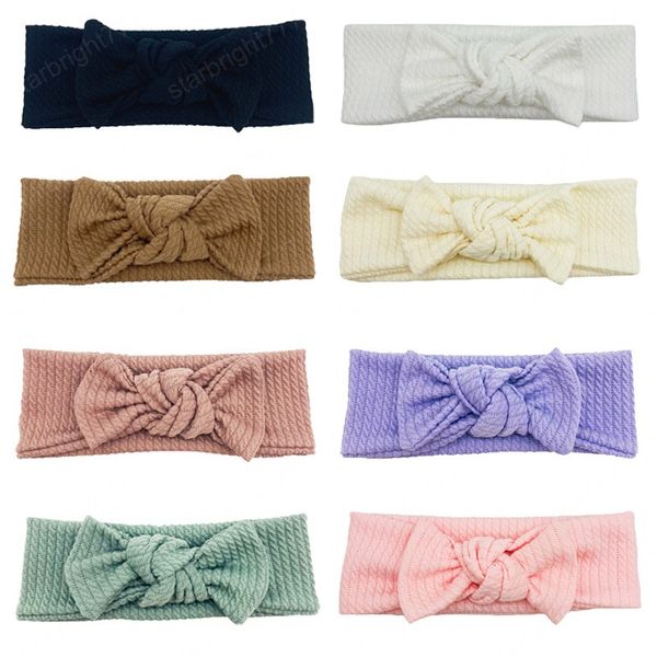 19*7,5 CM Kleinkind Einfarbig Stricken Gestreiften Stirnband Nette Handgemachte Bowknot Baby Haarband Bögen Headwear Kinder Fotografie Requisiten