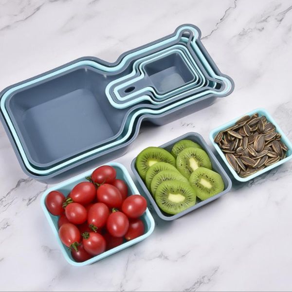

dishes & plates 10-piece set of creative fruit platter foldable storage box snack plate candy dessert multi-layer partition multi-function t