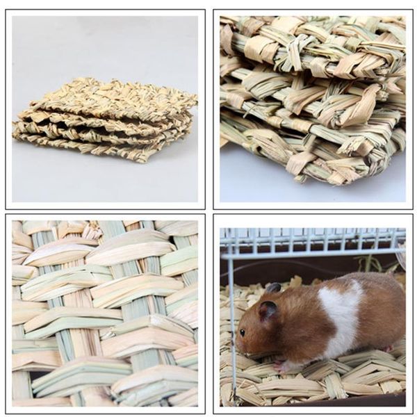 

small animal supplies 1pcs hamster grass mat handmade natural chew toy straw woven bed for pets nest accessories