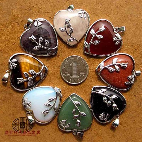 

origin heart-shaped powder pendant furong crystal jewelry yiwu commodity, Silver