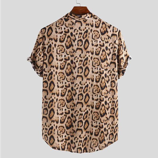 

men's casual shirts shirt camisa breathable cotton men leopard vintage short sleeve streetwear loose beach hawaiian, White;black