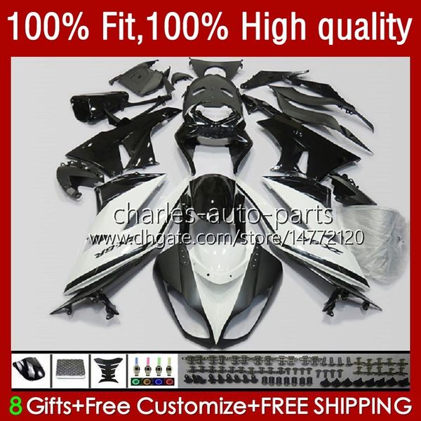 OEM BODY PER KAWASAKI NINJA ZX600C ZX 6R 600 CC 6 R 636 2009 2010 2012 2012 13no.102 ZX600 ZX636 ZX-6R 2009-2012 ZX-636 600cc ZX6R 09 10 11 12 Iniezione White White Glossyy