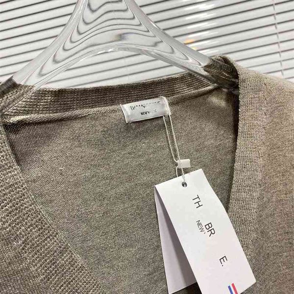 

21090110 tide brand tb family 21 autumn and winter women's long sleeve v-neck sweater korean slim cotton button coat1, Black