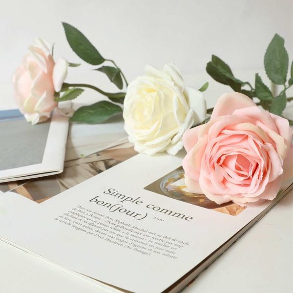 

decorative flowers & wreaths 51cm artificial branches fake flower silk forever rose for home wedding spring decoration wreath luxury decor c