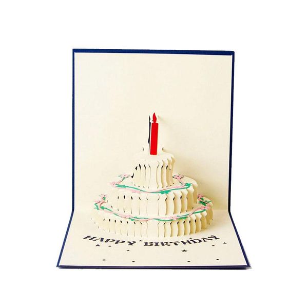 

greeting cards vintage 3d up origami paper laser cut cake candle design birthday postcards diy kirigami invitation card