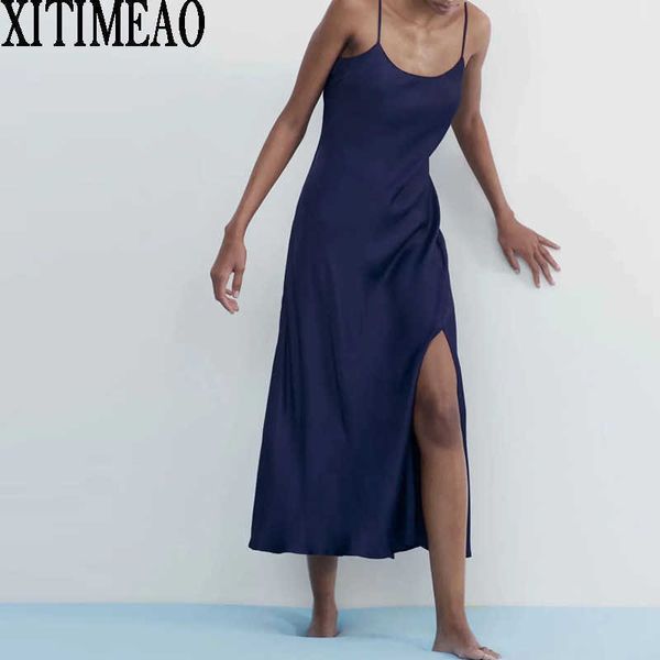 

za summer woman party night dress fashion blue slit slim midi off shoulder sling es vestidos 210604, Black;gray