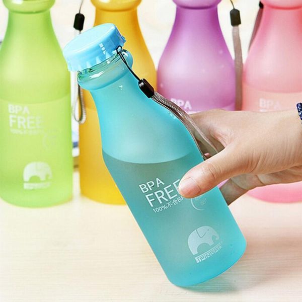 

water bottles 550ml portable bottle leak-proof unbreakable frosted plastic bpa for travel camping 5 candy colors