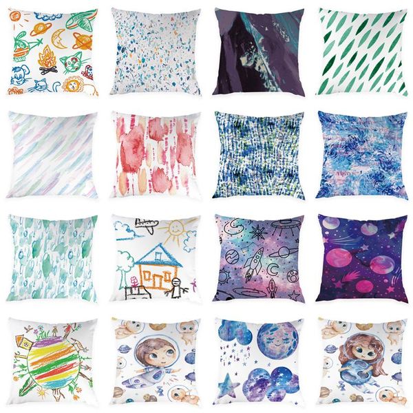 

cushion/decorative pillow 1pcs 45x45cm hand painted watercolor pattern decorative peach skin cushion waist cover