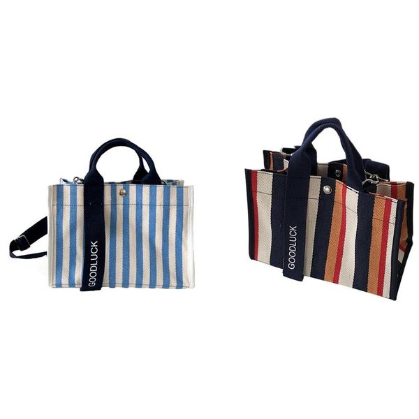 

evening bags 2x women south korea canvas bag fresh striped shoulder ladies crossbody small handbag light blue & rainbow bars