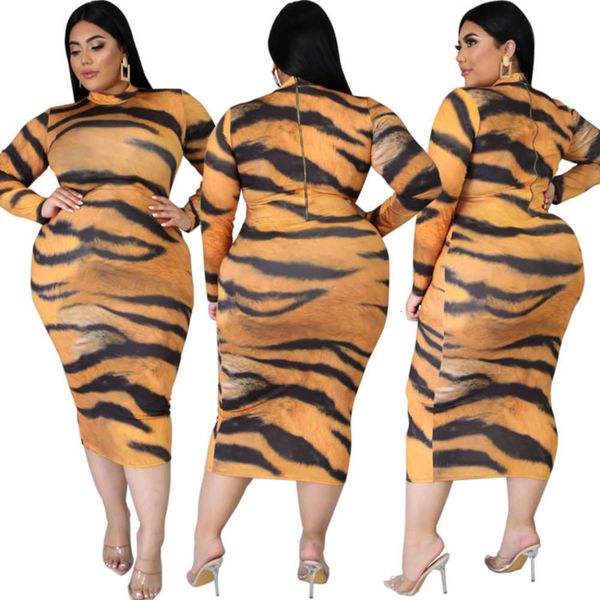 

casual dresses y126 women's tight leopard print long sve zipper drs, Black;gray