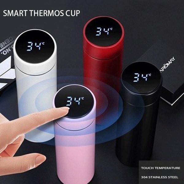 

water bottles 450ml intelligent digital vacuum cup touch display temperature 304 stainless steel creative business gift