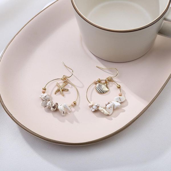 

stud vintage circle resin shell stars earrings for women fashion wild geometric woman's party wedding 2021 jewelry, Golden;silver