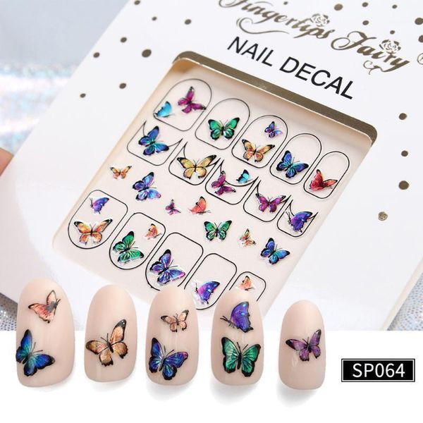 

fingertips falry nail sticker drop drill butterfly laser decal water art stickers 3d anti-nail ornament1, Black