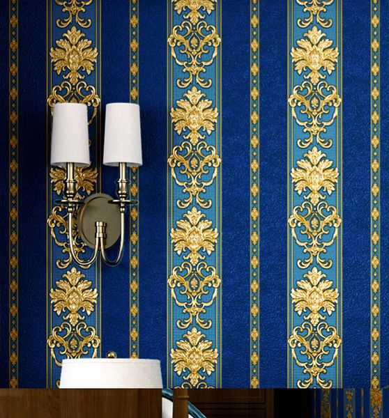 

wallpapers luxury 3d european vertical striped blue wallpaper waterproof bedroom living room el tv background wall cover mural