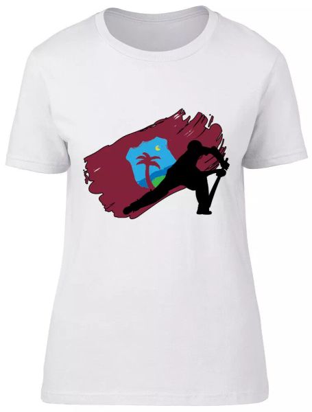 

west indies cricket womens ladies fitted t-shirt tee, White;black