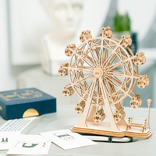 

diy 3d wooden puzzle toys assembly model toys plane merry go round ferris wheel toys for children
