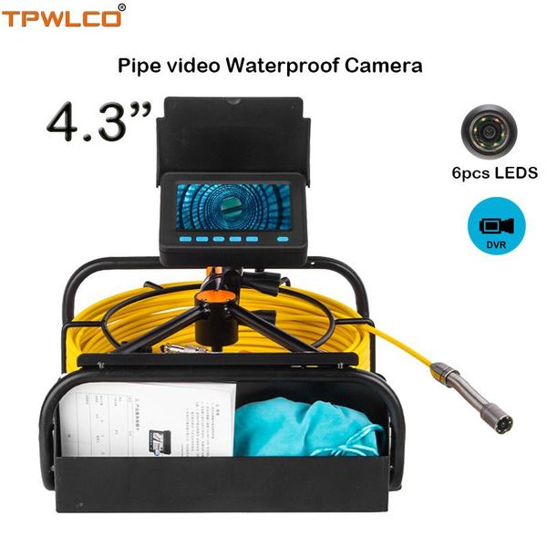 

17mm 1000tvl sewer drain camera with 6pcs leds industrial endoscope system 4.3" tft lcd screen 10-50m cable and dvr ip cameras