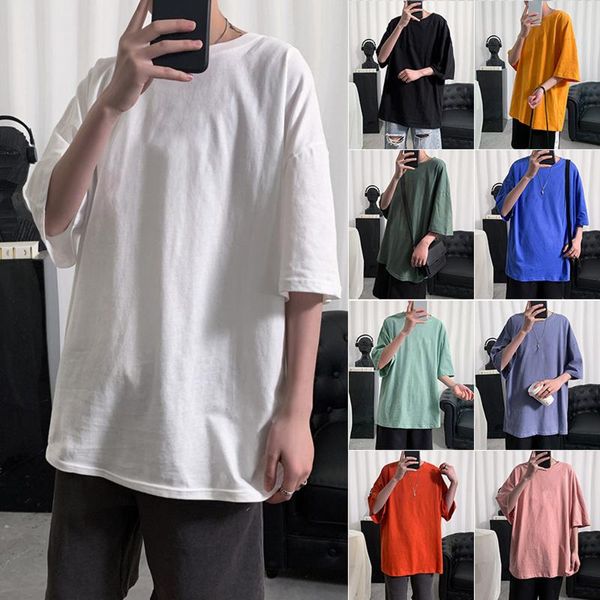 Homens camisetas cor sólida t-shirt de t-shirt de vida de estilo de vida treino e aptidão casual hip-hop top blouse plus size s-5xl tee
