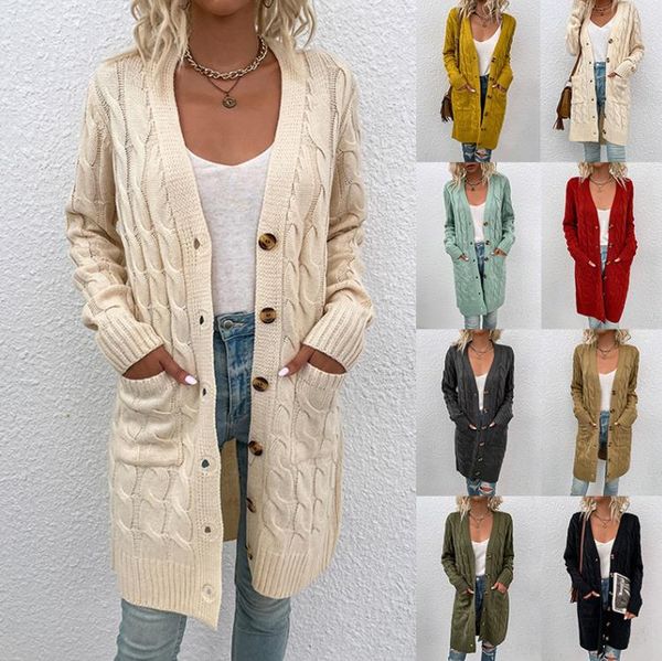 

women's knits & tees knit sweater autumn/winter long women button cardigan, White