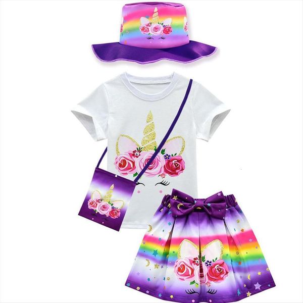 

unicorn baby girls dresses fashion kid summer childrens shorts sets for party and wedding clothing teens clothes toddler outfits, White
