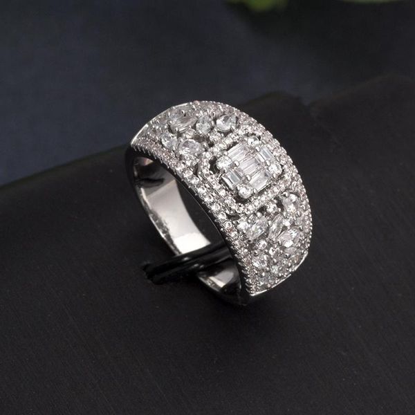 

bride talk wedding ring for women cubic zirconia super quality christmas gift dubai bridal jewelry accessories cluster rings, Golden;silver