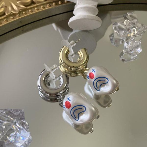 

dangle & chandelier fflacell 2021 fashion punk clown face pearl earrings special shaped for women girl jewlery, Silver