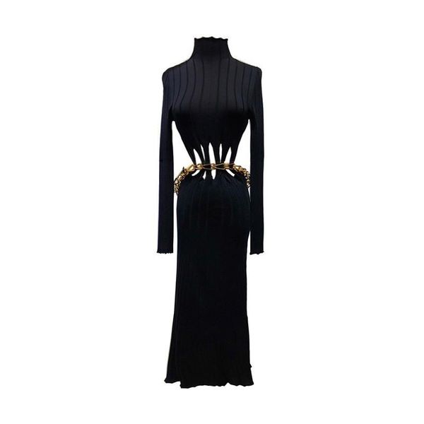 

casual dresses ladies turtleneck sweater 2021 autumn est fashion long sleeve elegant shealth knitted designer clothes, Black;gray