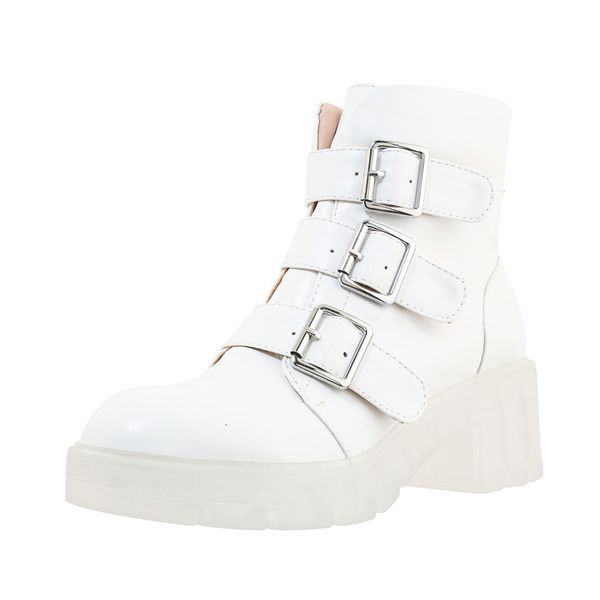 

asumer square jump women's round toe buckle in autumn shoes boots, Black