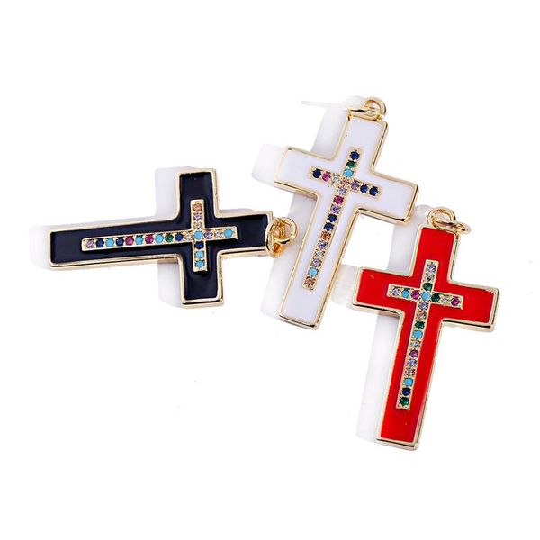 

charms fashion cubic zircon cross diy necklace pendant charm jewelry making bracelet spacer copper accessories, Bronze;silver